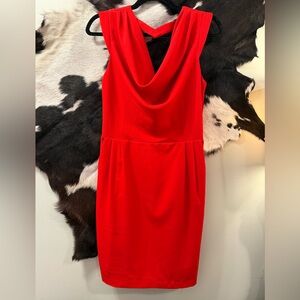 Red Cowl Neck Mini Dress